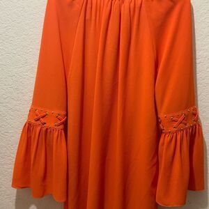 New Michael Michael Kors Orange V Neck Bell Sleeve Shift Blouse  Size X Small